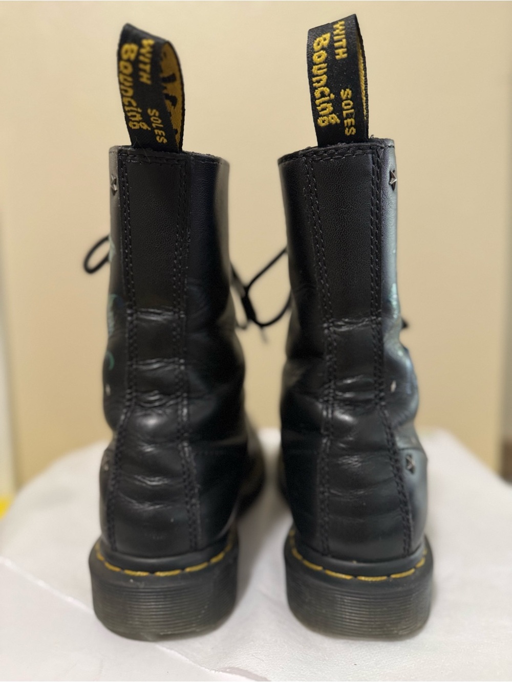 Dr. Martens 1490 mystic garden floral leather combat with blue floral design - Picture 6 of 9